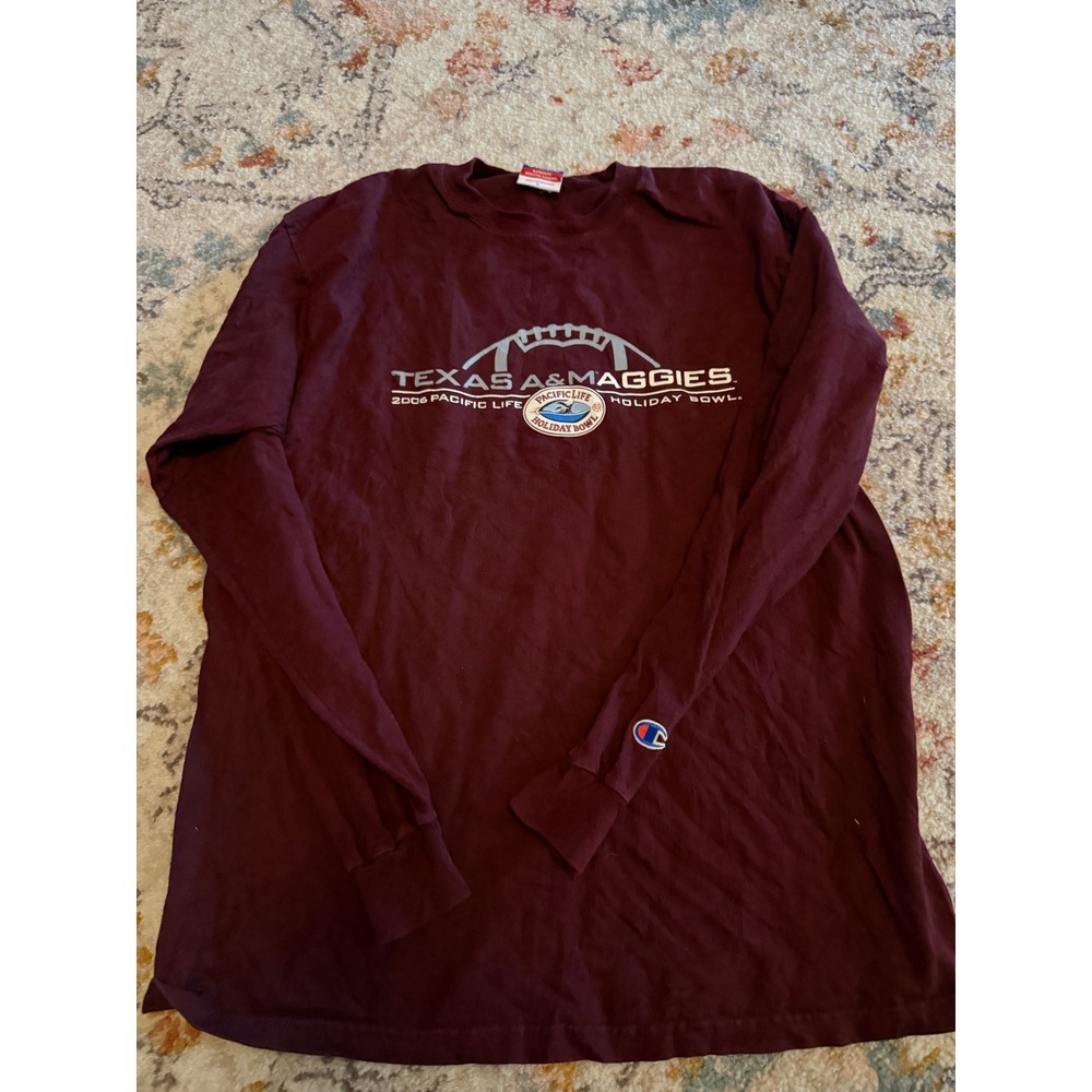 Champion Texas A&M Aggies 2006 Holiday Bowl Long Sleeve Shirt Maroon Mens L